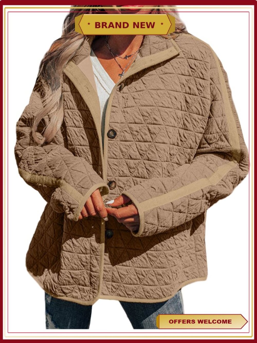 Women's Button Down Quilted Puffer Jacket Lightweight Winter Coat